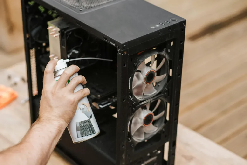 limpieza con aire comprimido, limpieza de pc hardware